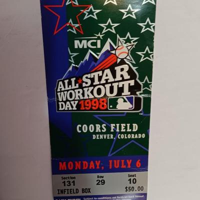 Colorado Rockies Apparel with Colorado Rockies All-star Workout 1998 ticket