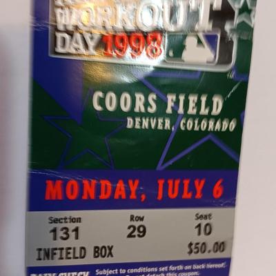 Colorado Rockies Apparel with Colorado Rockies All-star Workout 1998 ticket