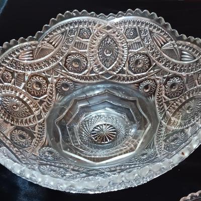 Large Pressed glass Bowl with other glassware