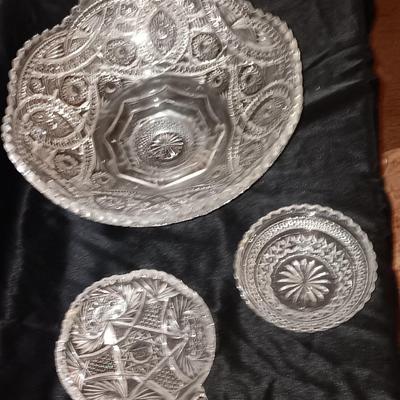 Large Pressed glass Bowl with other glassware