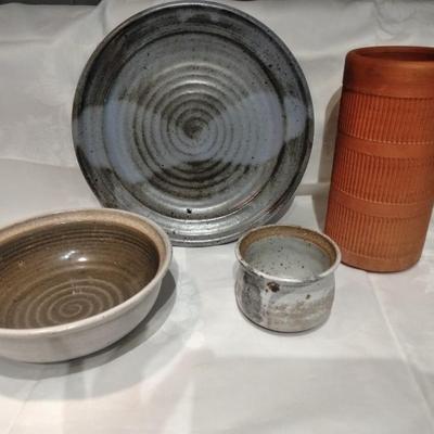 Kitchen pottery pieces some signed
