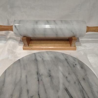 Marble rolling pin and round Marble lazy Susan