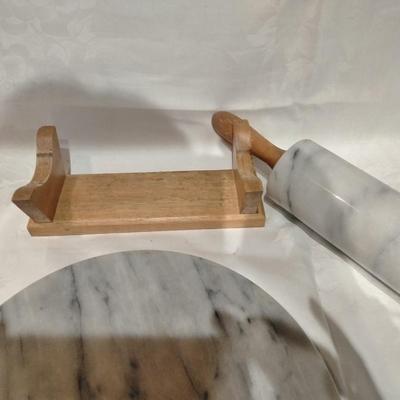Marble rolling pin and round Marble lazy Susan