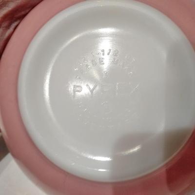 Two Gooseberry print Pyrex nesting bowls, Pink gooseberry & white Gooseberry
