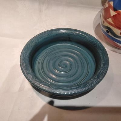 Ceramic water pitcher with clay dish