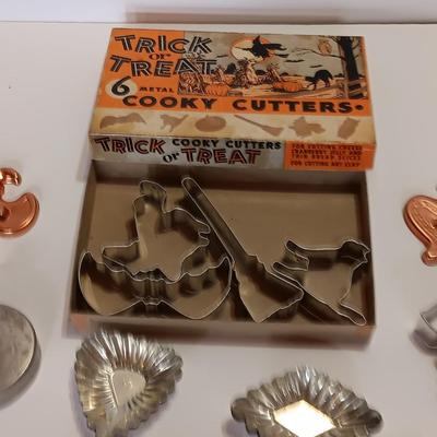 Vintage metal Cookie cutters Trick or Treat Cooky Cutters and others