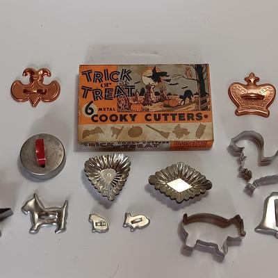 Vintage metal Cookie cutters Trick or Treat Cooky Cutters and others