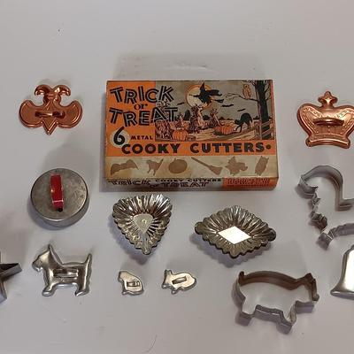 Vintage metal Cookie cutters Trick or Treat Cooky Cutters and others