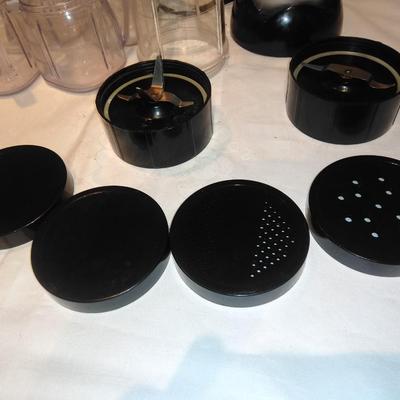 Small Magic Bullet mixer with accessories and Oyster storage cups