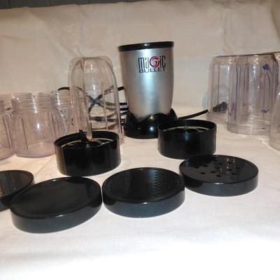 Small Magic Bullet mixer with accessories and Oyster storage cups
