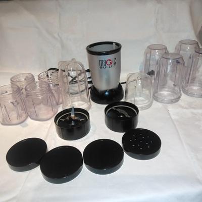 Small Magic Bullet mixer with accessories and Oyster storage cups
