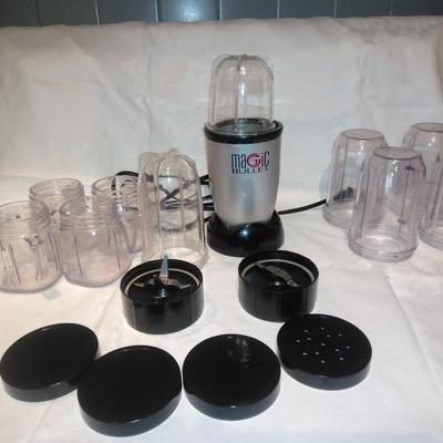 Small Magic Bullet mixer with accessories and Oyster storage cups