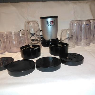 Small Magic Bullet mixer with accessories and Oyster storage cups