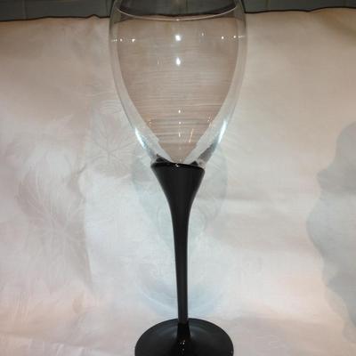 Silver City/Cambridge Glass 10 1/2" Berries Silver Overlay platter with sing black stemmed wine glass