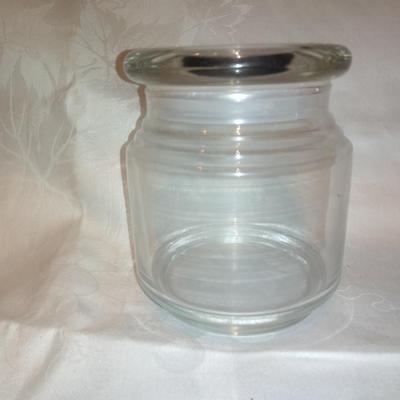 Collection of glass canisters and spice / pharmacy jars with lids