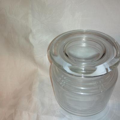 Collection of glass canisters and spice / pharmacy jars with lids