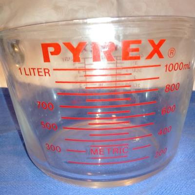 Two glass Pyrex measuring cups