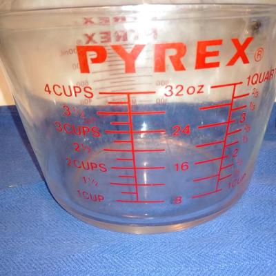 Two glass Pyrex measuring cups