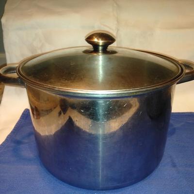 Stainless steel pot with lid and strainer insert