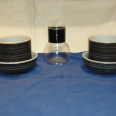 Stoneware mugs and bowls