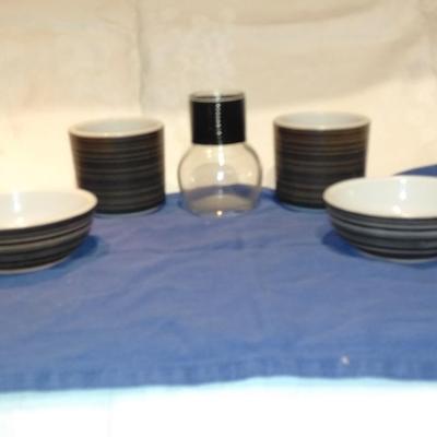Stoneware mugs and bowls