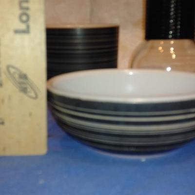 Stoneware mugs and bowls