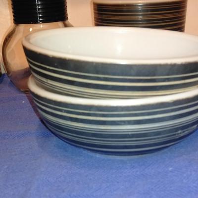 Stoneware mugs and bowls