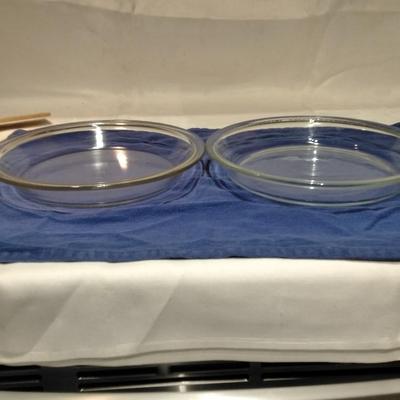 Two glass pie dishes