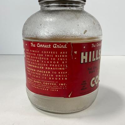 -107- COLLECTIBLE | Hills Bros Coffee Glass Jar With Paper Label
