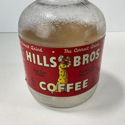 -107- COLLECTIBLE | Hills Bros Coffee Glass Jar With Paper Label