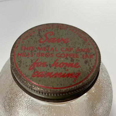 -107- COLLECTIBLE | Hills Bros Coffee Glass Jar With Paper Label