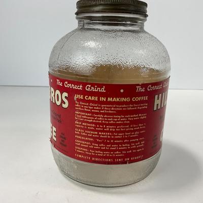 -107- COLLECTIBLE | Hills Bros Coffee Glass Jar With Paper Label
