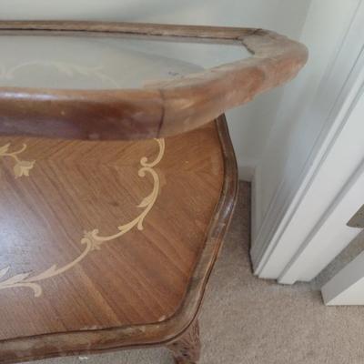 Vintage French Provencial Wood Inlaid Side Table
