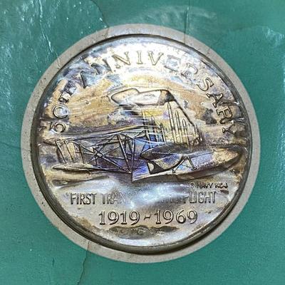 First Transatlantic Flight 50th Anniversary 1919 1969 Franklin Mint Specimen, Coin, Medal, Proof, Numismatic Exonumia Military Navy Aviation