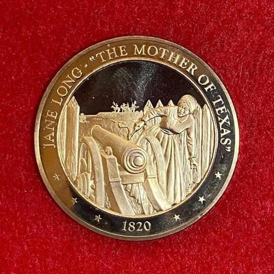 Jane Long, The Mother of Texas, 1820, Franklin Mint, Coin, Medal, Exonumia, Medallion, Numismatic, Token, Texas Texana, Spain, Spanish