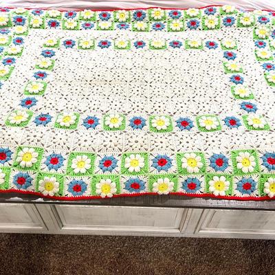 Vintage Handmade Crocheted Afghan Throw