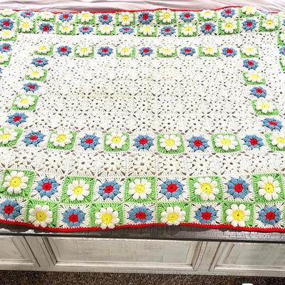 Vintage Handmade Crocheted Afghan Throw