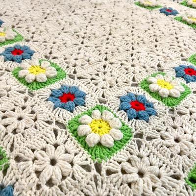 Vintage Handmade Crocheted Afghan Throw
