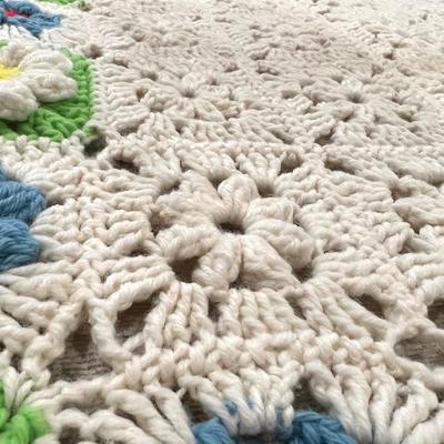 Vintage Handmade Crocheted Afghan Throw