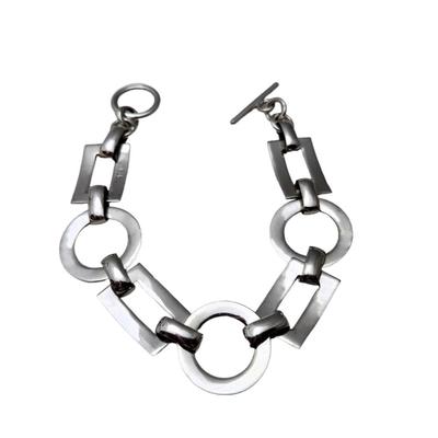 Lot #45  Contemporary Sterling Silver bracelet with Toggle Clasp