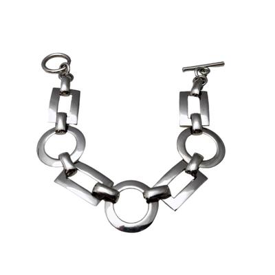 Lot #45  Contemporary Sterling Silver bracelet with Toggle Clasp