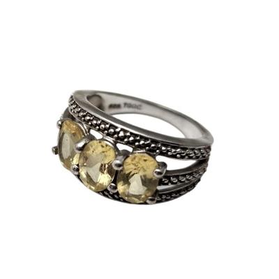 Lot #46 Contemporary Sterling Silver Ring set with Lemon Quartz - size 7