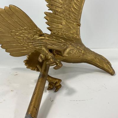 -121- DECORATIVE | Large Flagpole Gold Eagle Topper Or Finial
