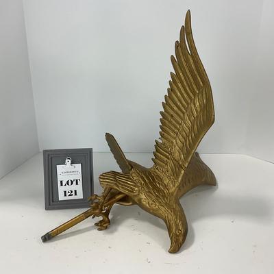 -121- DECORATIVE | Large Flagpole Gold Eagle Topper Or Finial