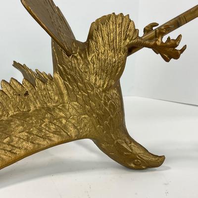 -121- DECORATIVE | Large Flagpole Gold Eagle Topper Or Finial