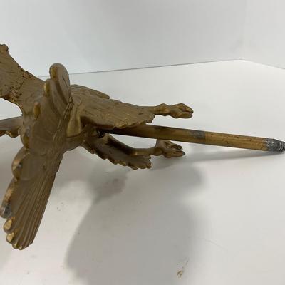 -121- DECORATIVE | Large Flagpole Gold Eagle Topper Or Finial