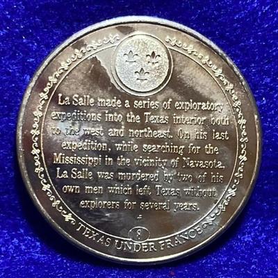 La Salle Ambushed Slain While Exploring 1687, Franklin Mint, Coin, Medal, Exonumia, Medallion, Numismatic, Token, Texas Texana France French