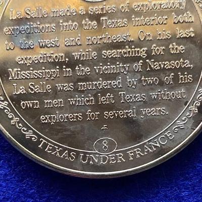 La Salle Ambushed Slain While Exploring 1687, Franklin Mint, Coin, Medal, Exonumia, Medallion, Numismatic, Token, Texas Texana France French