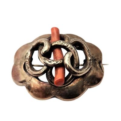 Lot #50  Antique 10kt Gold/Coral Brooch - ca. 1870