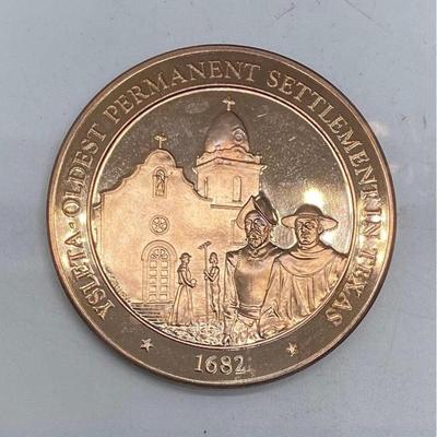 Ysleta Oldest Permanent Settlement in Texas 1682, Franklin Mint, Coin, Medal, Exonumia, Medallion, Numismatic, Token, Texas, Texana, Spain